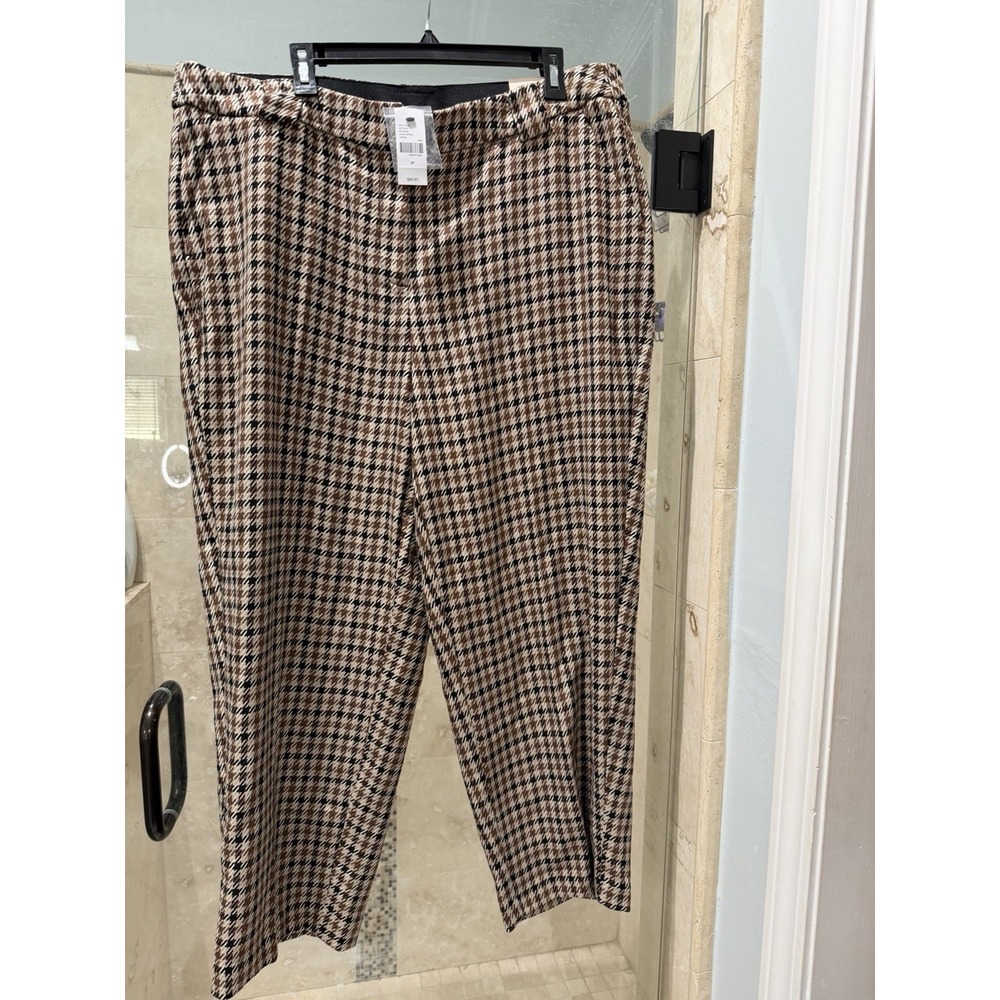 Lane Bryant Women’s Modern Straight Ankle Pants Tan 18 NWT Houndstooth Brown